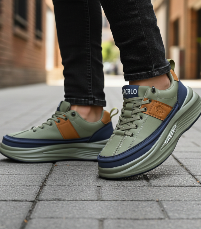 Flash Shoes Sneakers Olive Green & Navy Blue